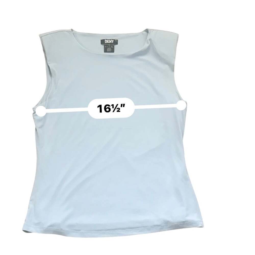 DKNY Suits Ice Blue Sleeveless Shell Top NWT Size L Shoulder Pads Career - Picture 14 of 16